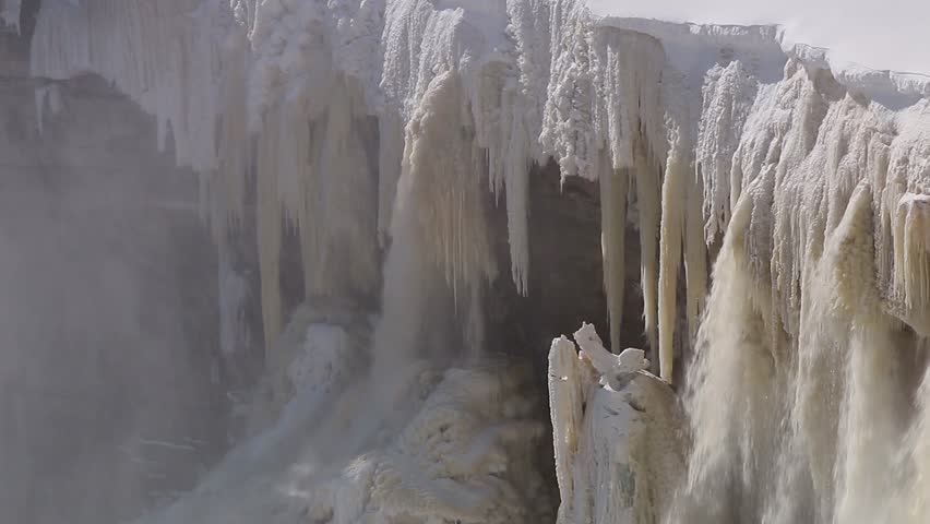 Beautiful partially frozen Alexandra fall waterfall in NWT