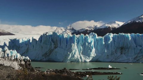 Ice falls off Perito Moreno glacier