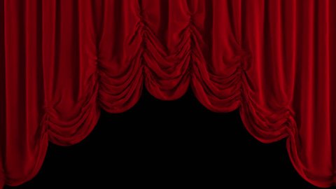 Red theater curtain. High quality computer animation.