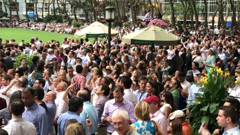 New York, New York...August 21, 2017 Crowd Gathers to Watch Eclipse in Bryant Park