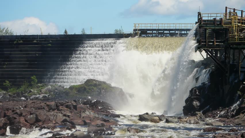 The impressive hydro electric dam at Windsor Grand Falls in Newfoundland Canada