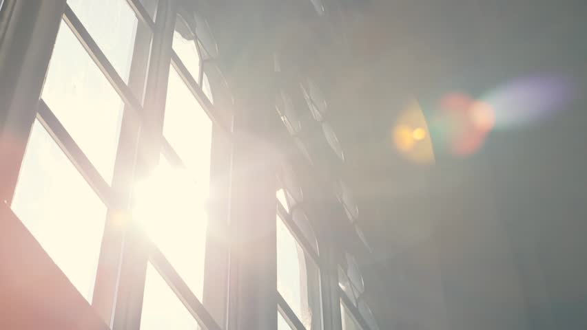 During Sunrise, Interior Room Looking out Through Window Royalty-Free Stock Footage #30002164