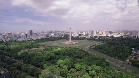 Jakarta National Monument filmed from above