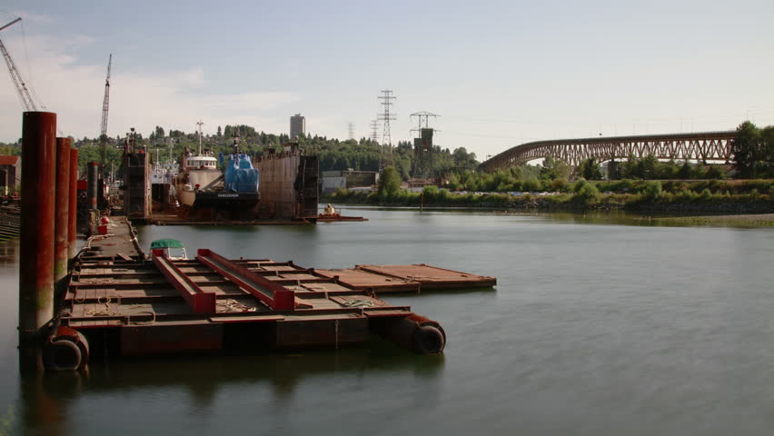 2 shots Time Lapse day view of 2nd Narrow Bridge in Vancouver. Connecting Highway 1 from south Vancouver / Burnaby side to North Vancouver on the north side. Shot in 4k RAW photo sequence.