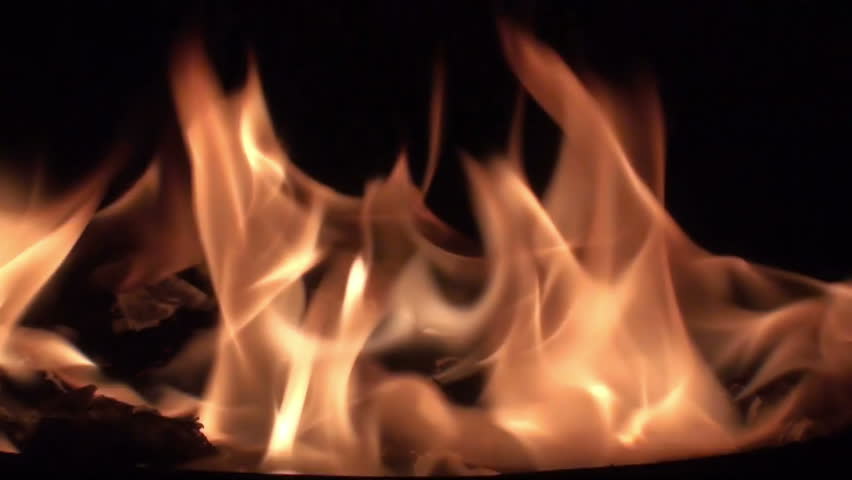 Close up shot of the flame of a small fire.