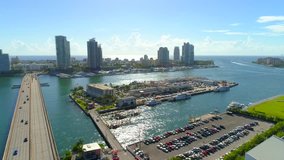 Aerial shot Biscayne Bay Miami Beach