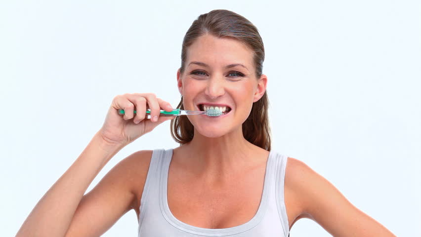 Brushing her teeth