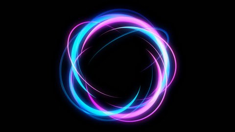 Glowing circular 3D UI element with Alpha Channel. Illuminated geometric circle and sphere shapes transforming in a seamless loop.