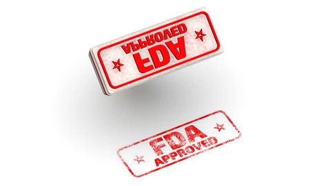FDA approved. Stamp leaves a imprint. Red seal and imprint "FDA APPROVED" on white surface. FDA - Food and Drug Administration is a federal agency of the United States. Isolated. Footage video