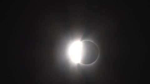 From totality to bright sun flare during August, 2017 total solar eclipse in Oregon.