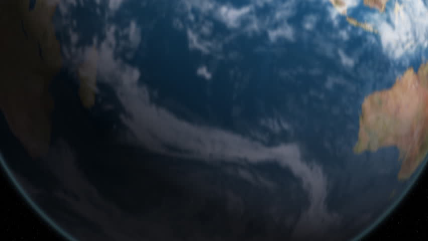 The moon is revealed atop the Earth in space.
