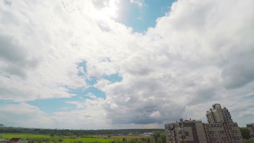 Clouds on the outskirts of the city. Time lapse of the movement of clouds in the sky