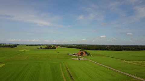 Aerial landscape from a farm around Laaksum in Friesland The Netherlands