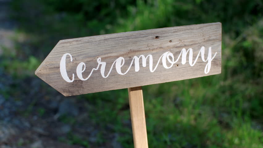 Wedding Ceremony Vintage Wooden Sign Stock Footage Video (100% Royalty ...
