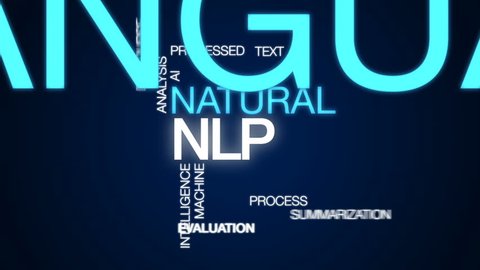 NLP animated word cloud, text design animation.