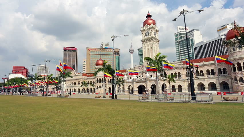 KUALA LUMPUR, MALAYSIA - JANUARY 14, 2017: The traditional architecture of the Sultan Abdul Samad building contrasts with modern office towers in Kuala Lumpur Independence square. 
