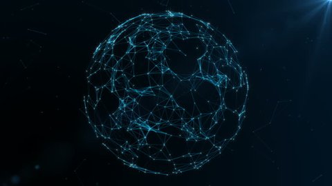 Earth globe rotating with plexus. Global digital connections. Network and exchange of data on the planet Earth