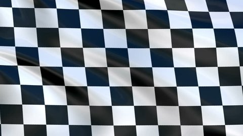 Checkered flag flying in the wind, in the sport to the finish. 
Cyclic animation.