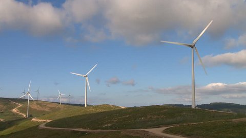 Wind power turbines in the mountains