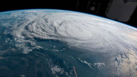 Hurricane Harvey hours before making landfall in Texas on August 25th, 2017. Broadcast quality animation rendered at 16-bit color depth. (Elements furnished by NASA)