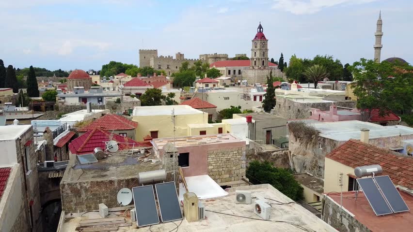 Aerial View Rhodes Oldtown Historic and Castle  | Shutterstock HD Video #30159259