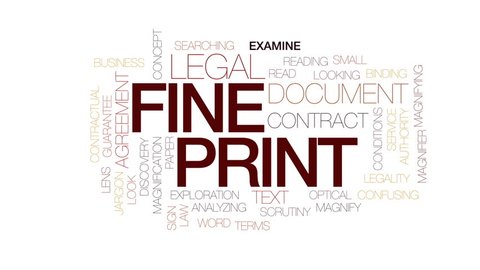 Fine print animated word cloud, text design animation. Kinetic typography.