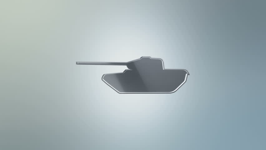3D Animation rotation of symbol of weapons, army, war, fights, warfare, attacks, crime and destruction from glass. Animation of seamless loop.