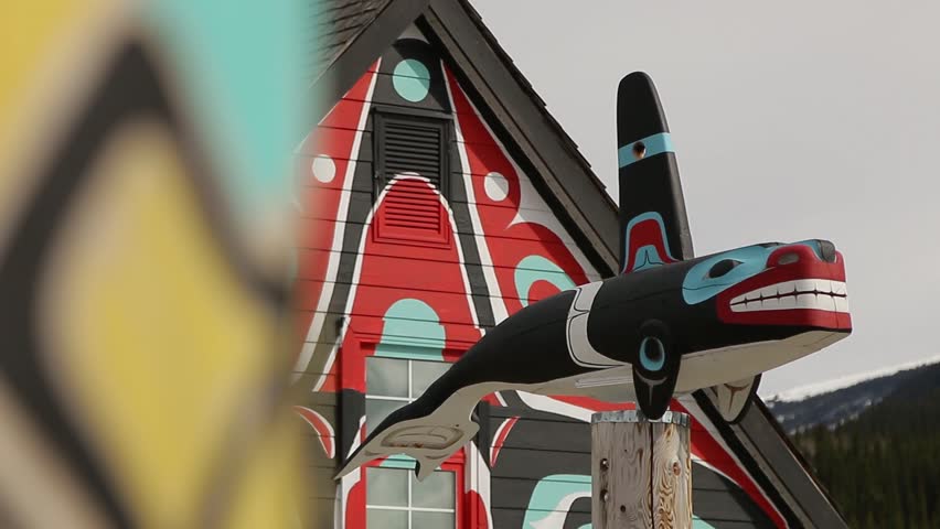 First Nation Native Wood Carved Totem Pole