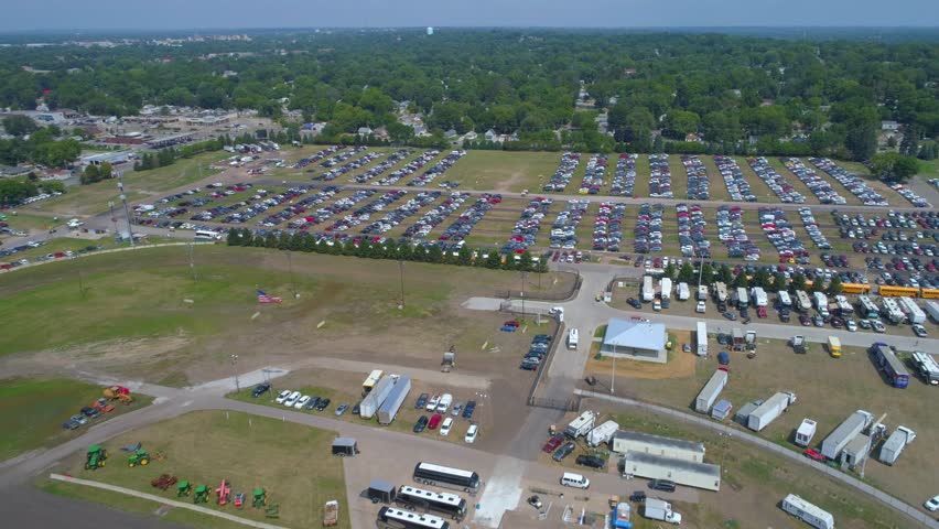 Stock video car parking lot Iowa State Fair