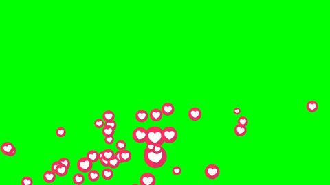 social love heart icon symbol animation across on green screen
