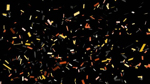 Halloween and harvest confetti with alpha channel! Pre-keyed, background is transparent. Loopable. ProRes 4444 with transparency, so can be put over top of anything. Multi-color ticker tape confetti. 