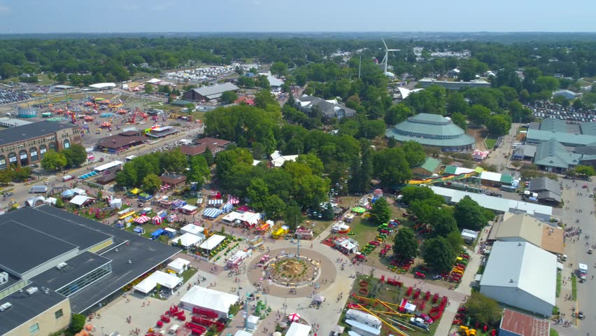 Lateral aerial shot Iowa State Fairgrounds 4k