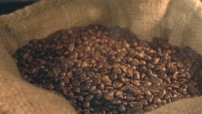 High quality video of taking coffee beans in real 1080p slow motion 250fps