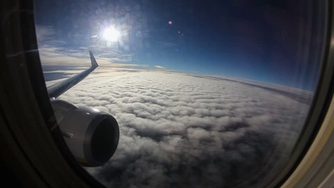 Flying on jet plane
