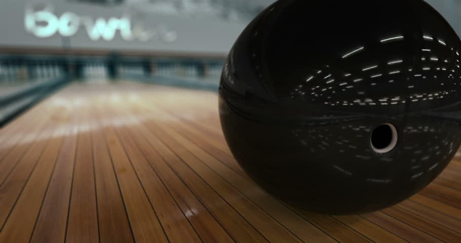 Bowling strike, bowling ball knocks down bowling pins in slow motion Royalty-Free Stock Footage #30216994