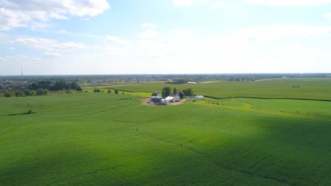 Aerial video Bettendorf Iowa farmland agriculture 4k 60p