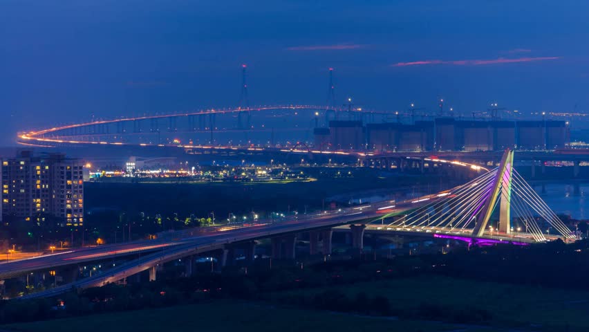 Time lapse of incheon bridge in South Korea.