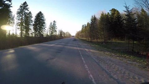 Riding a bike on the highway. POV video.