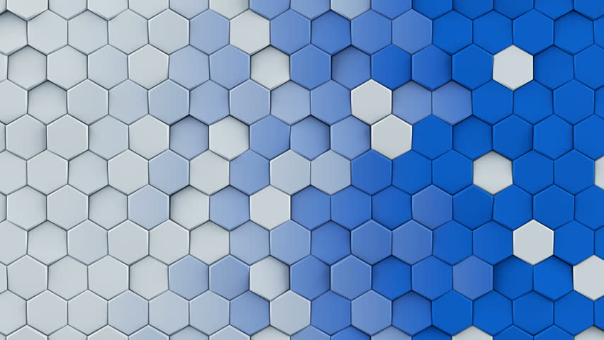 White and Blue Hexagon Pattern. Stock Footage Video (100% Royalty-free