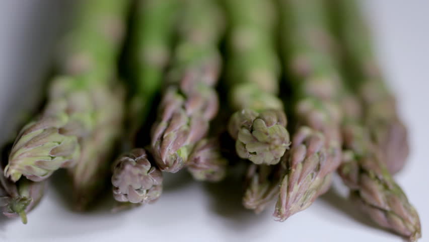 Close up asparagus rack focus