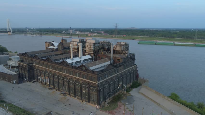 Aerial video Union Light power plant St Louis