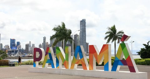 Panama City July 20 the colorful letters that compose the name of the city. Shoot on July 20, 2017