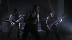 footage from the filming music clip of a real rock band.