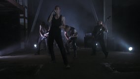 Footage from a music video of a real rock band.