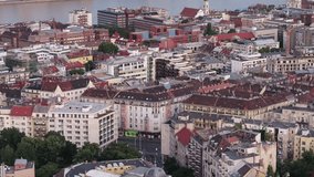 Residential area in downtown Budapest - aerial video taken by a drone
