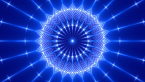 moving light and blue background, kaleidoscope, loop
