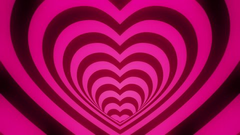 Animated Hypnotic Heart Shaped Tunnel Pink: Video có sẵn (100% miễn phí