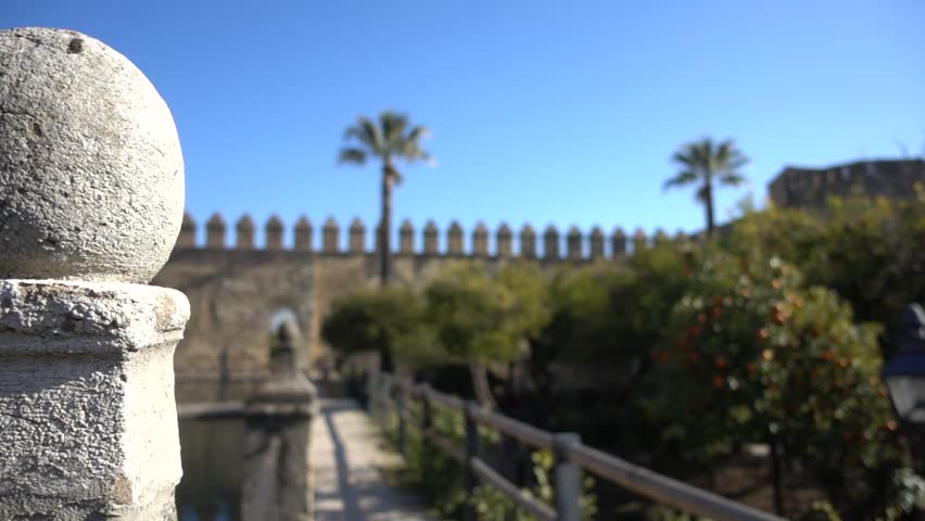 Alcazar de los Reyes Cristianos (Castle of Christian Monarchs) in Cordoba, Andalusia, Spain. Fortress served as one of primary residences of Isabella I of Castile and Ferdinand II of Aragon.
