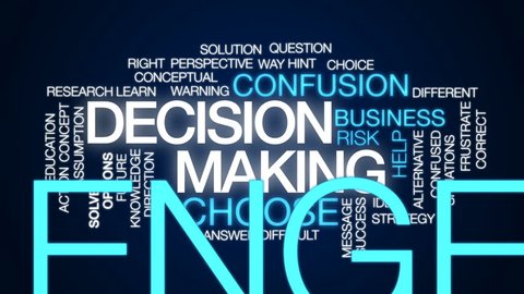 Decision making animated word cloud, text design animation.