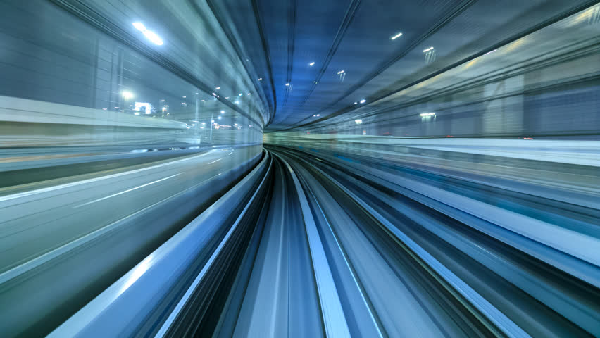 4K Time lapse of automatic train moving to tunnel, Tokyo, Japan 